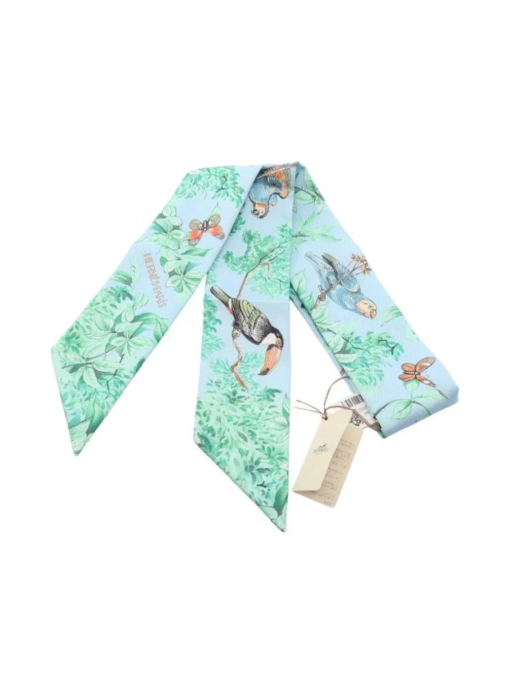 Hermes Scarf Twilly Equateur Ribbon Blue Silk